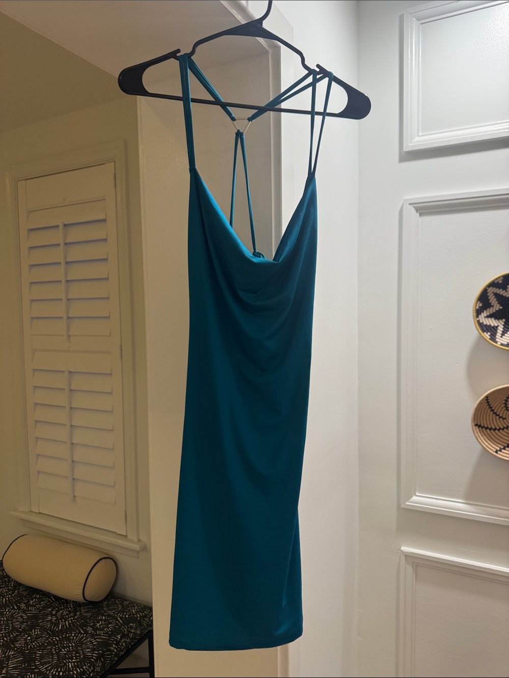 Guess Teal Strapless Cowl Neck Slip Dress